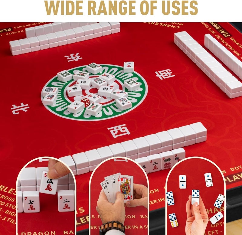 SiDreea Mahjong Mat, 32.4×32.4 Inch Noise Reduction Anti-Slip Mahjong Mat for Table, Mahjong Table Mat for Poker, Card, Board Games Table Mat, Tile Games, Dominoes - Image 3